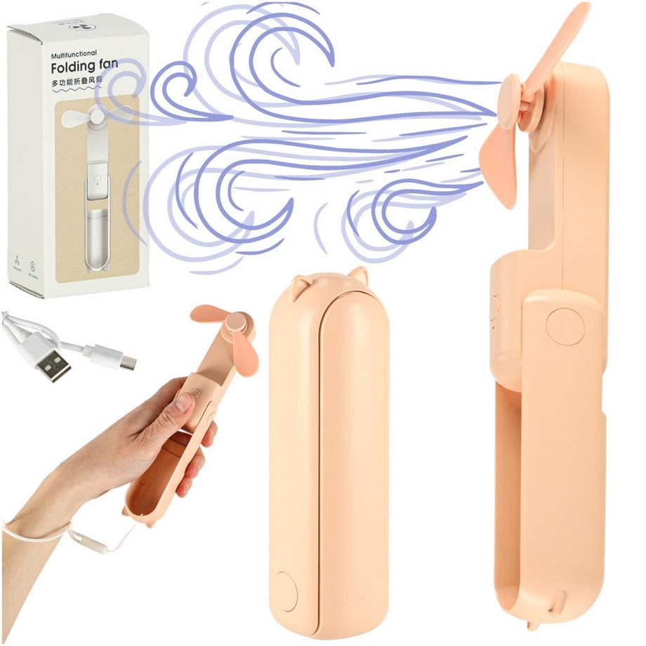 Mini ventilateur à main pliable USB rose