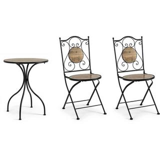 mutoni Jardin Bistro Set Kansas Table et 2 chaises pliantes  