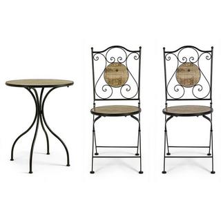 mutoni Jardin Bistro Set Kansas Table et 2 chaises pliantes  