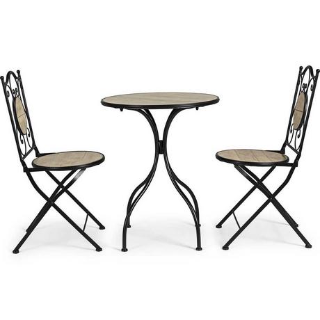 mutoni Jardin Bistro Set Kansas Table et 2 chaises pliantes  