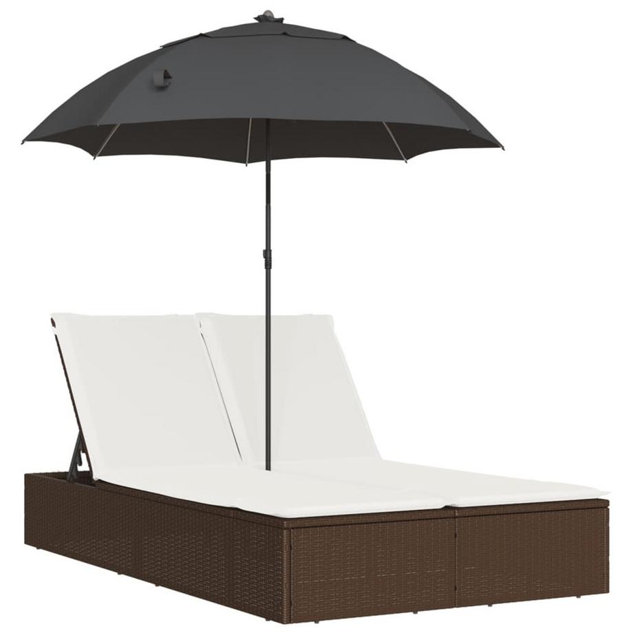Chaise longue double rotin synthétique