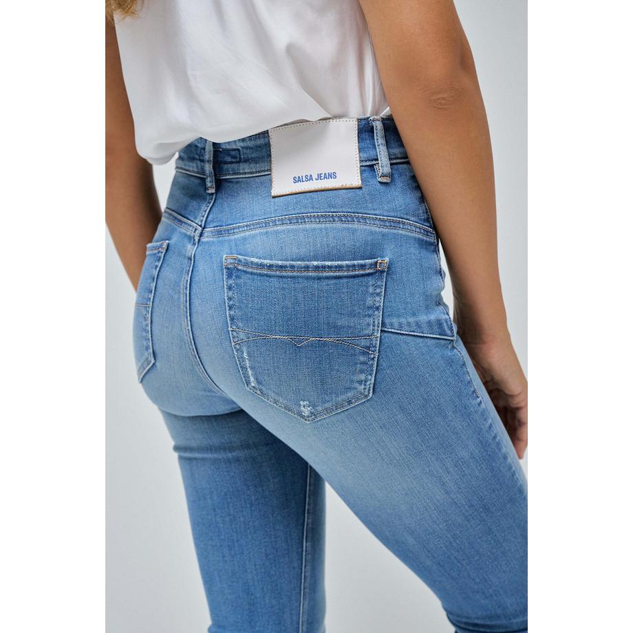 Salsa Faith Destroyed Greencast Slim Fit Jeans  