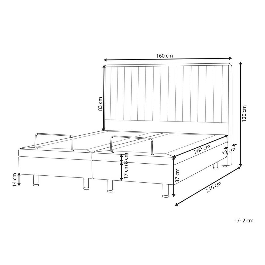 Beliani Lit réglable en Tissu Scandinave DUKE II  
