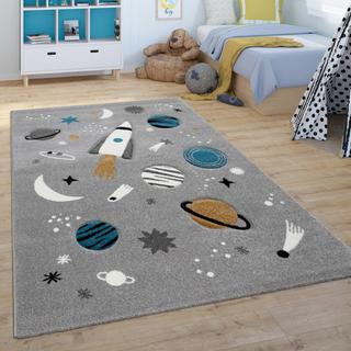 Paco Home Kinder Teppich Kinderzimmer Planeten Rakete  