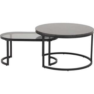 mutoni Table basse set mélamine marbre impression verre cadre noir mat 70x42 (set de 2)  