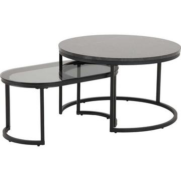 Ensemble de tables basses noir mat 70x42 (lot de 2)