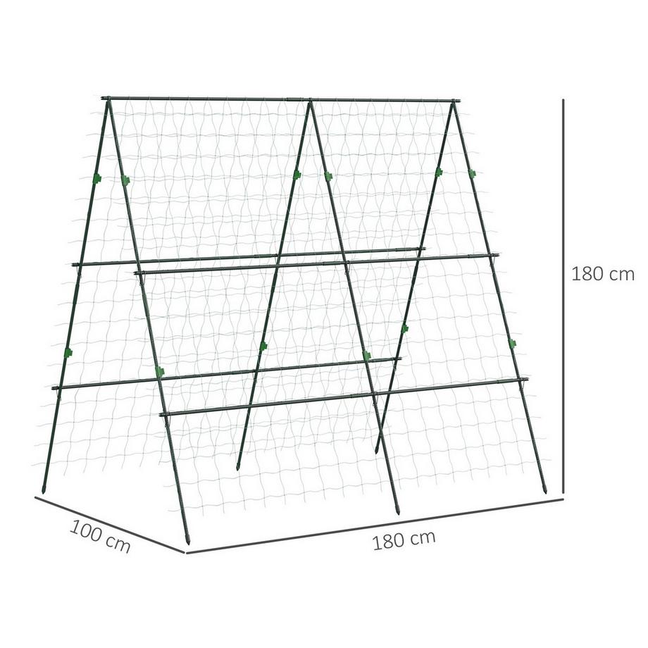 Northio Rankgitter, Rankhilfe, Verstellbares Pflanzengitter, Spalier, Pflanzengerüst mit Netz, für Garten, Stahlrahmen, Grün, 180 x 100 x 180 cm  