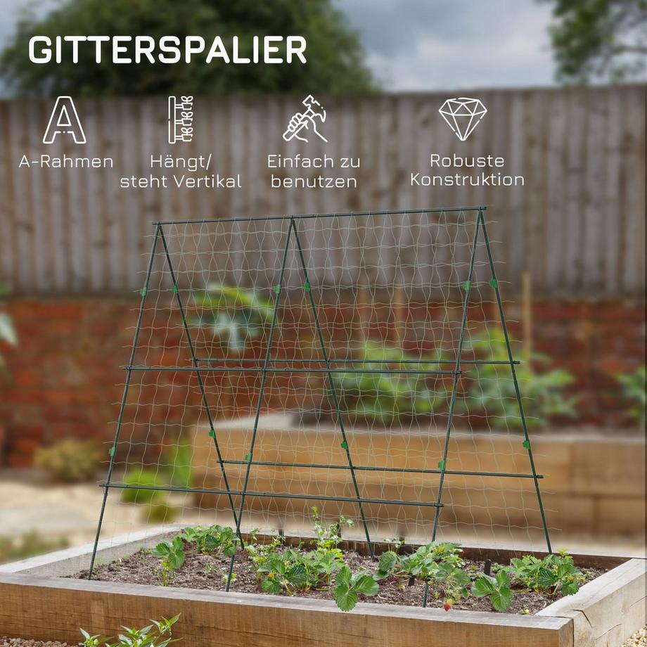 Northio Rankgitter, Rankhilfe, Verstellbares Pflanzengitter, Spalier, Pflanzengerüst mit Netz, für Garten, Stahlrahmen, Grün, 180 x 100 x 180 cm  