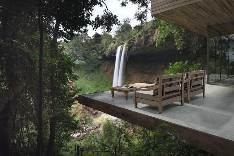 mutoni Poltrona da giardino in legno con braccioli Bali (FSC)  