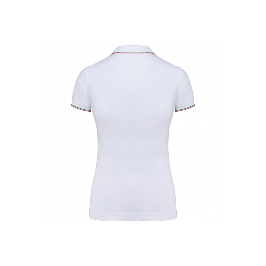 Kariban Damen Polo Shirt mit gestreiftem Kragen und Bündchen  