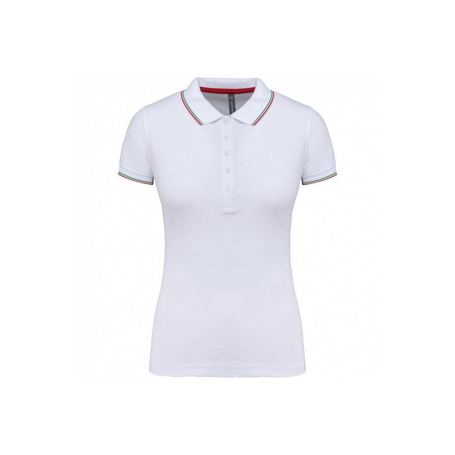 Kariban Damen Polo Shirt mit gestreiftem Kragen und Bündchen  