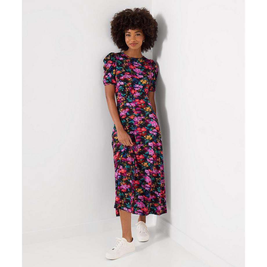 Robe Longue en Jersey à Manches Courtes Hiver Lumineux