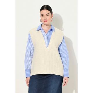 Ulla Popken  Gilet smanicato in maglia a costine con scollo a V 