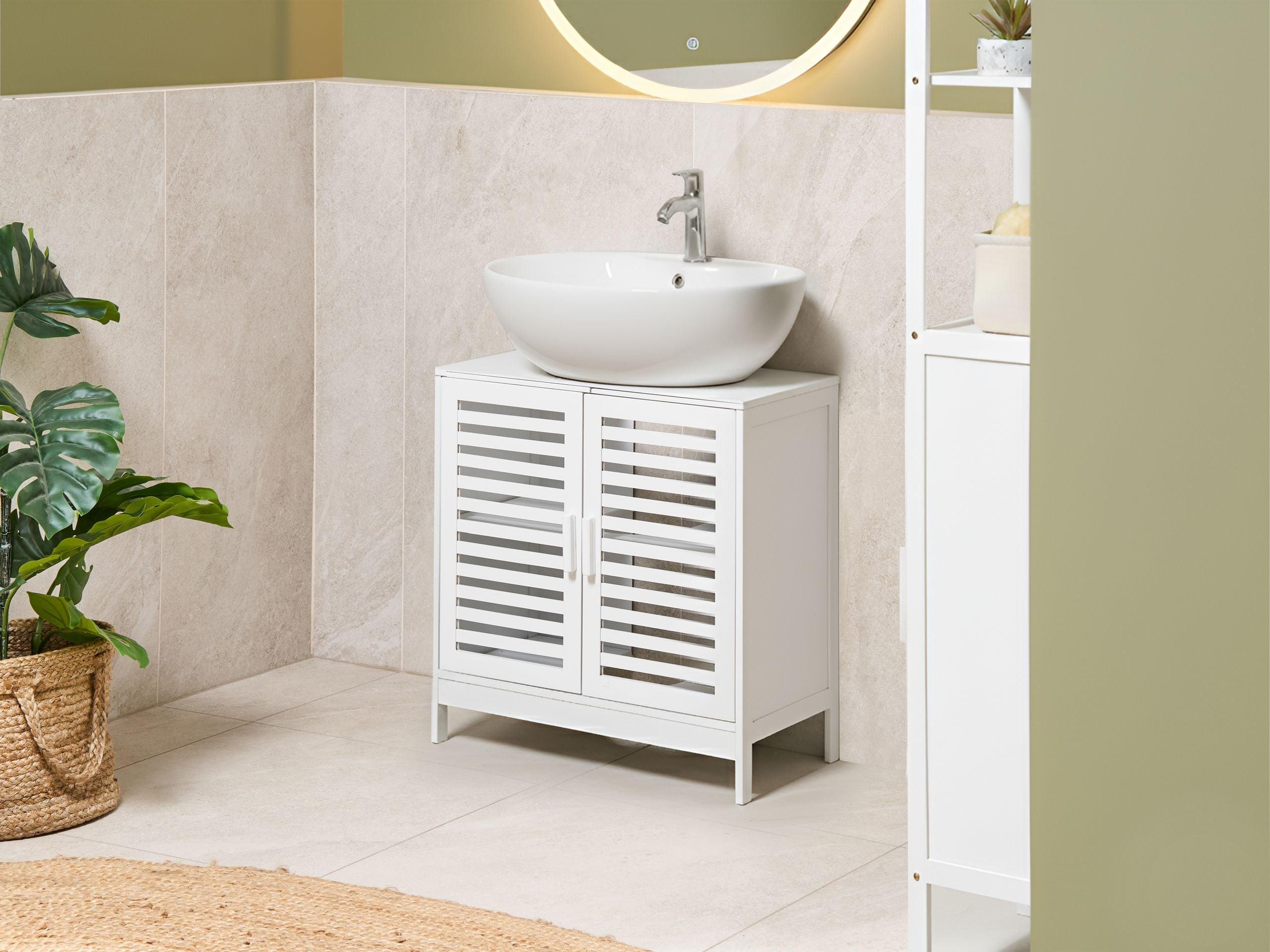 Beliani Waschbeckenunterschrank aus Bambusholz Rustikal MISSOULA  