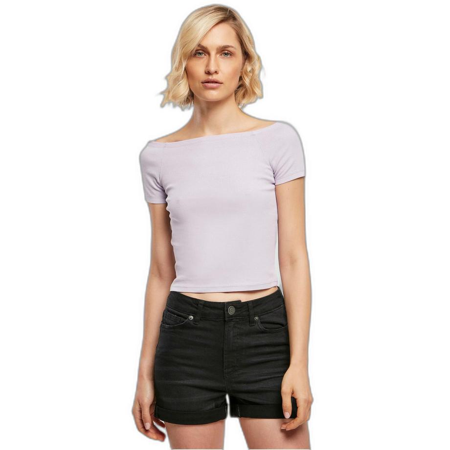 URBAN CLASSICS Off Shoulder Geripptes T-Shirt  