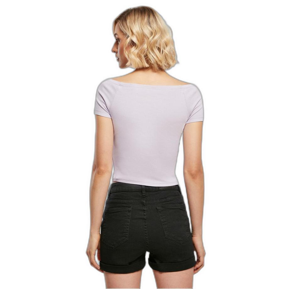 URBAN CLASSICS Off Shoulder Geripptes T-Shirt  