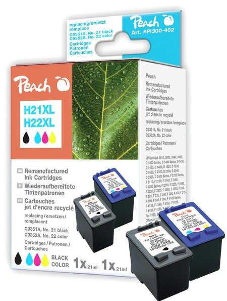 Peach  H21XL/H22XL bk, color Spar Pack Druckköpfe 