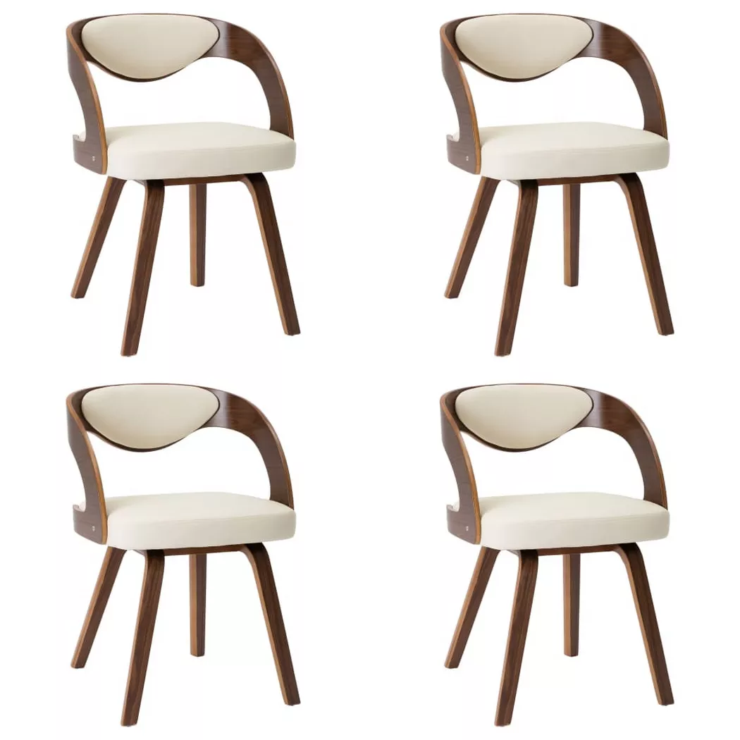 vidaXL Chaises à manger lot de 4 crème bois courbé et similicuir