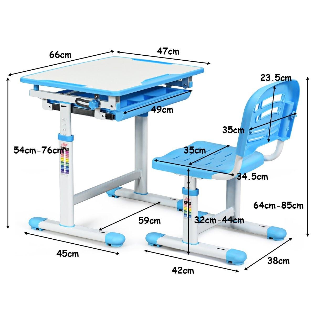 Northix Bureau enfant inclinable, bureau jeunesse, bleu  