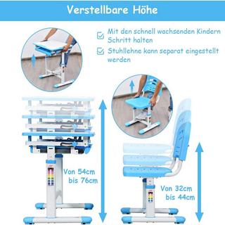 Northix Bureau enfant inclinable, bureau jeunesse, bleu  