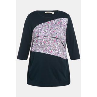 Ulla Popken  T-shirt Bellieva, fonction d'allaitement, silhouette en A, fleurs, manches 3/4 