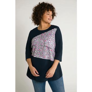 T-shirt Bellieva, fonction d'allaitement, silhouette en A, fleurs, manches 3/4