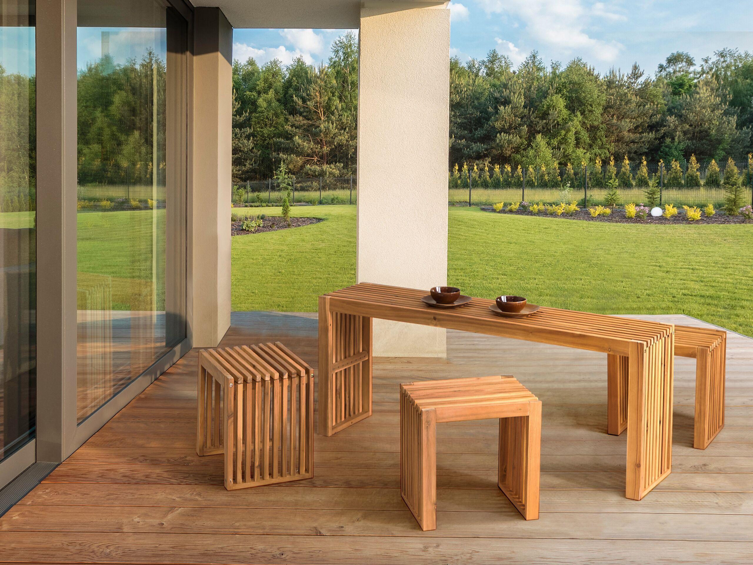 Beliani Gartentisch aus Akazienholz Modern BELLANO  