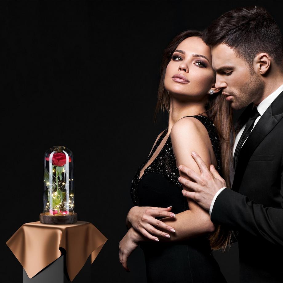 B2X  Ewige Rose im Glas mit Kerze 