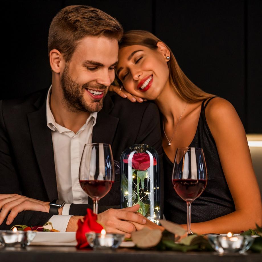 B2X  Ewige Rose im Glas mit Kerze 