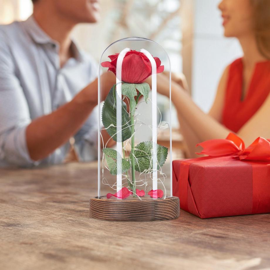 B2X  Ewige Rose im Glas mit Kerze 