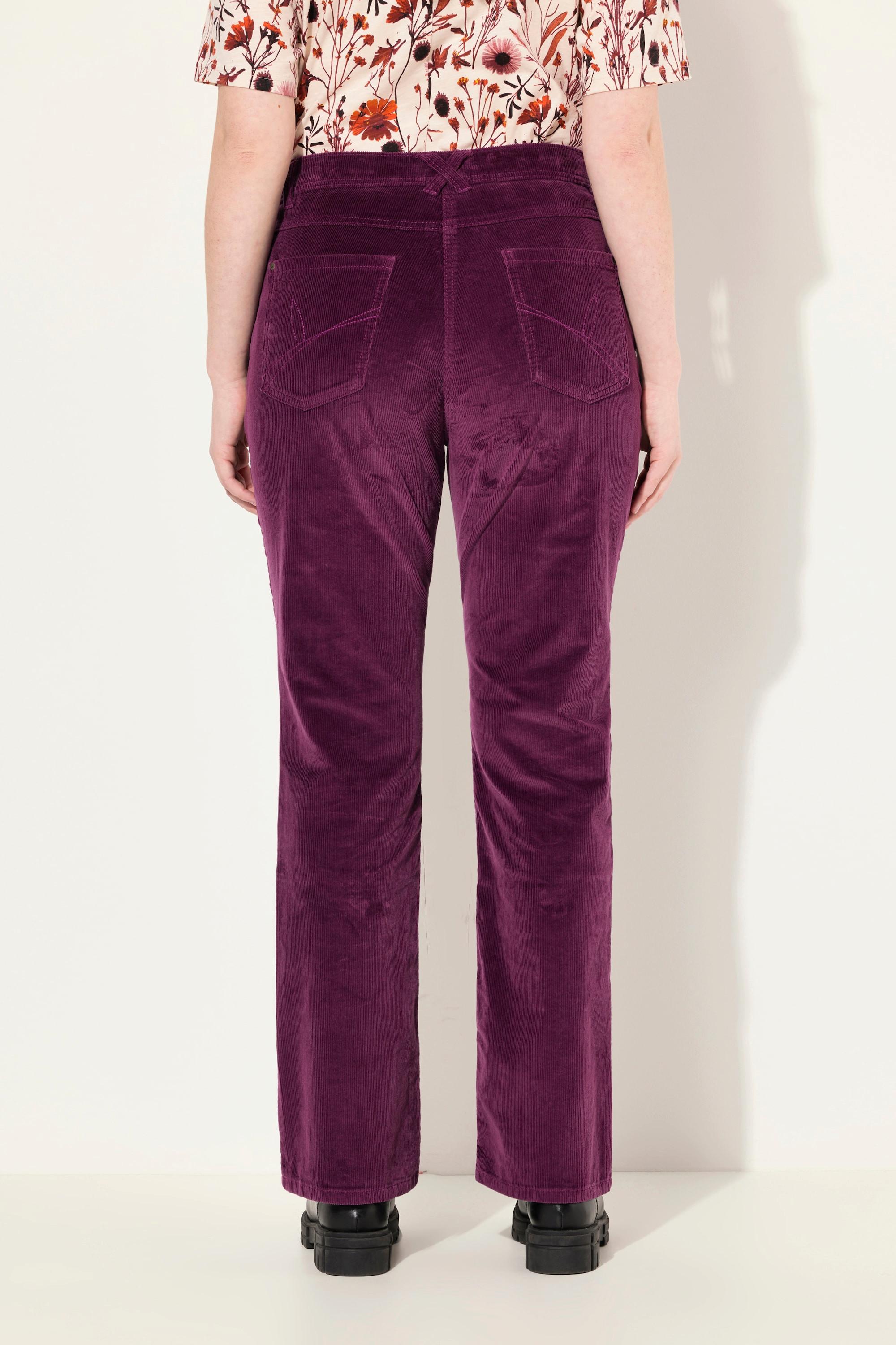 Ulla Popken  Pantaloni in velluto a coste modello Marie in cotone biologico con boot cut e cintura comoda 