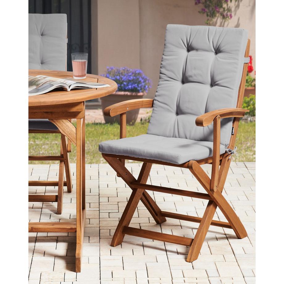 Beliani Lot de 2 chaises de jardin avec coussins en Acacia Rustique MAUI PREMIUM  