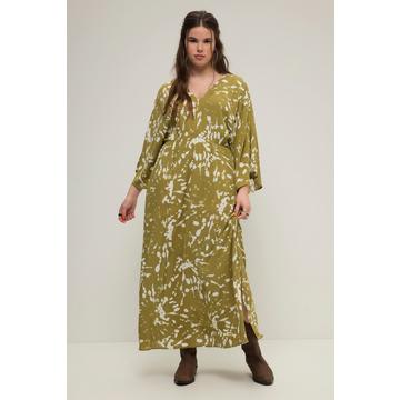 Maxikleid, A-Line, Batikprint, V-Ausschnitt, Kimonoärmel