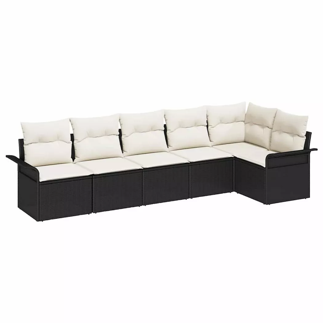 VidaXL - Set Divano da Giardino Polyrattan, One Size, Nero/Bianco