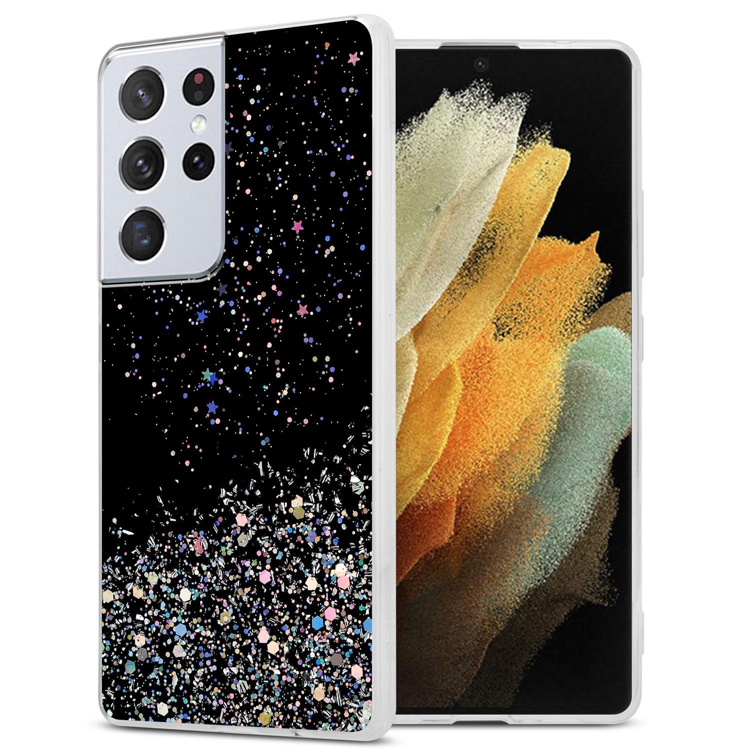 Cadorabo  Housse compatible avec Samsung Galaxy S21 ULTRA - Coque de protection en silicone TPU flexible avec paillettes scintillantes 