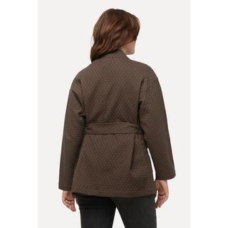 Ulla Popken  Veste style cache-cœur, col châle et ceinture, coton bio 