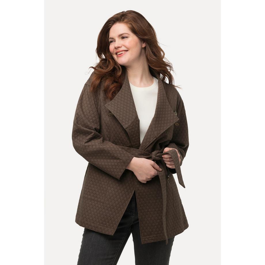 Ulla Popken Veste Style Cache-cœur Col Châle Ceinture Coton Bio  