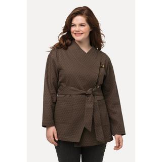 Ulla Popken  Veste style cache-cœur, col châle et ceinture, coton bio 