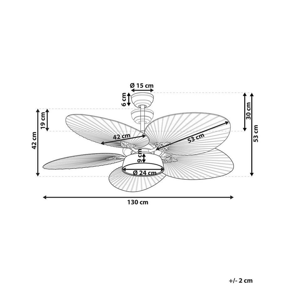 Beliani Ventilateur de plafond avec lampe en Métal Glamour BORMEJO  