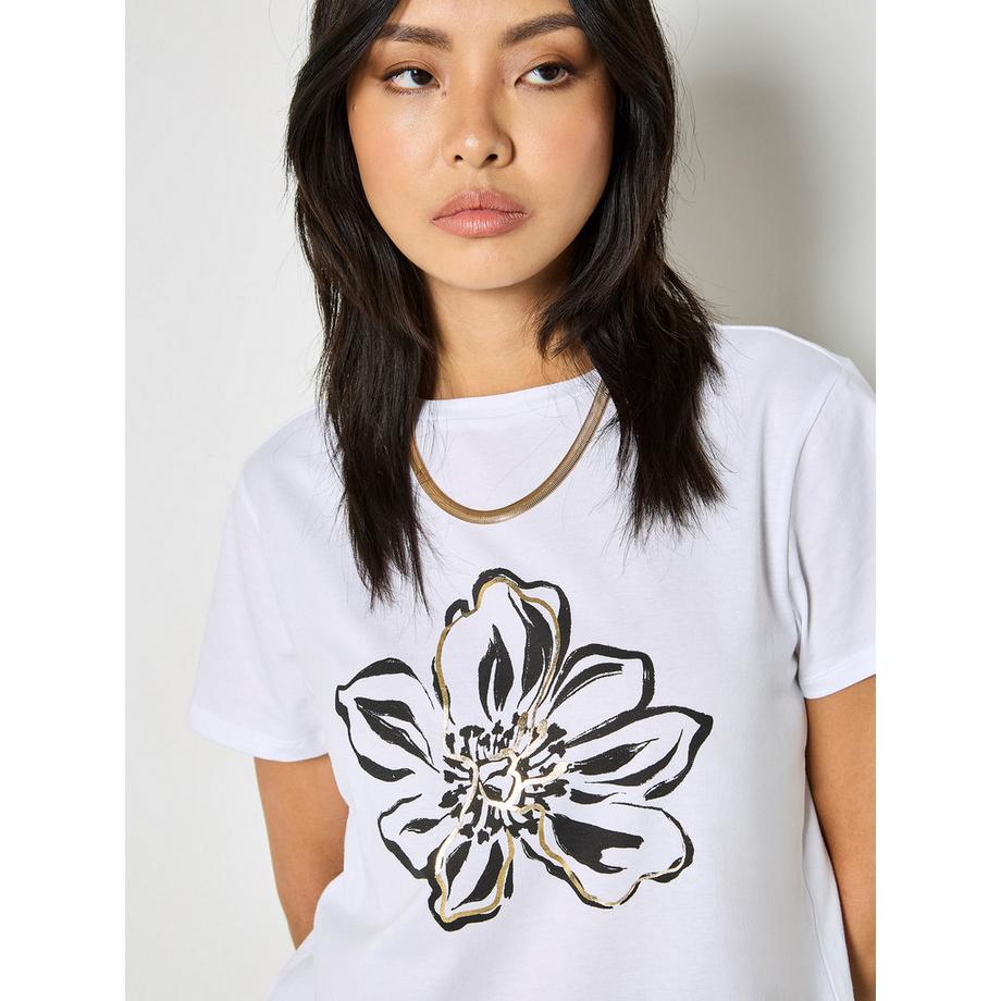 APRICOT  T-shirt à motif floral doré 