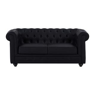 Vente-unique Sofa 2-Sitzer - Kunstleder - Schwarz - CHESTERFIELD  