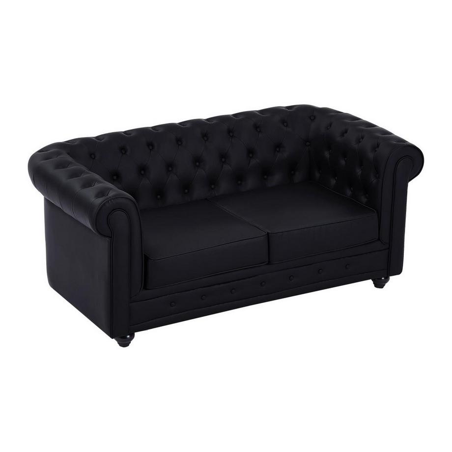 Vente-unique Canapé 2 places en simili noir CHESTERFIELD  