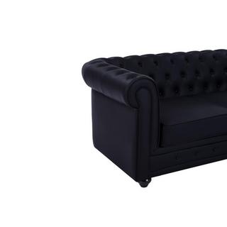 Vente-unique Sofa 2-Sitzer - Kunstleder - Schwarz - CHESTERFIELD  