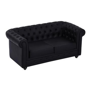 Sofa 2-Sitzer - Kunstleder - Schwarz - CHESTERFIELD