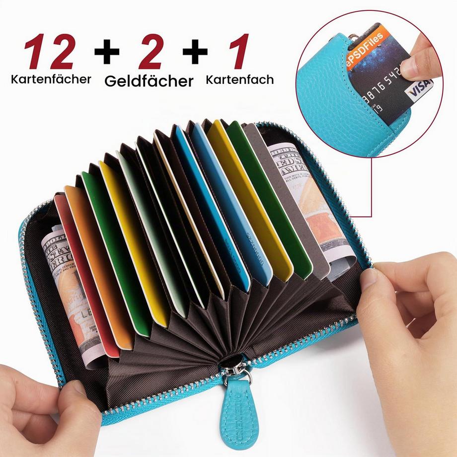 Only-bags.store Schutzhülle 14 Fächer Kartenetui Reißverschlussetui Geldbörse  
