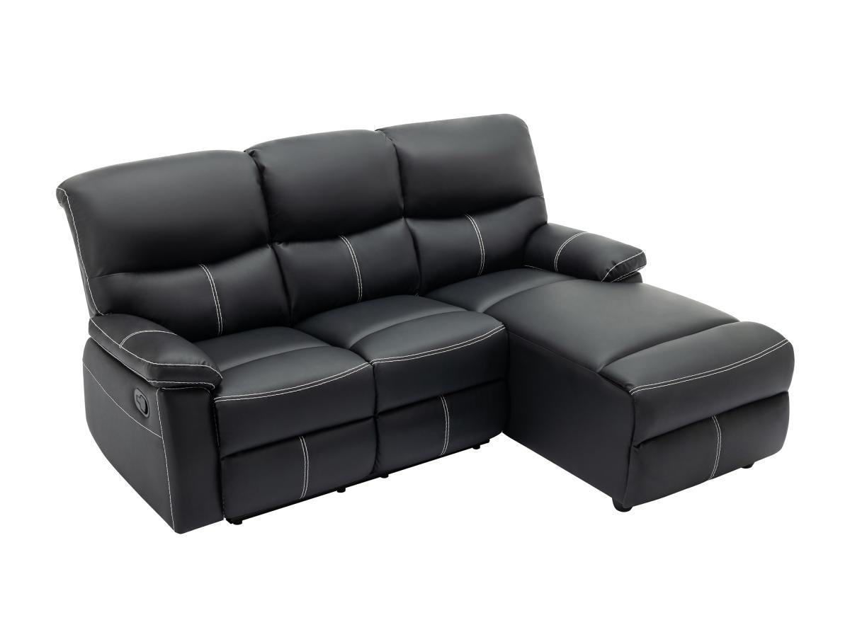 Vente-unique Eckrelaxsofa - Ecke rechts - Kunstleder - Schwarz - CANBY  