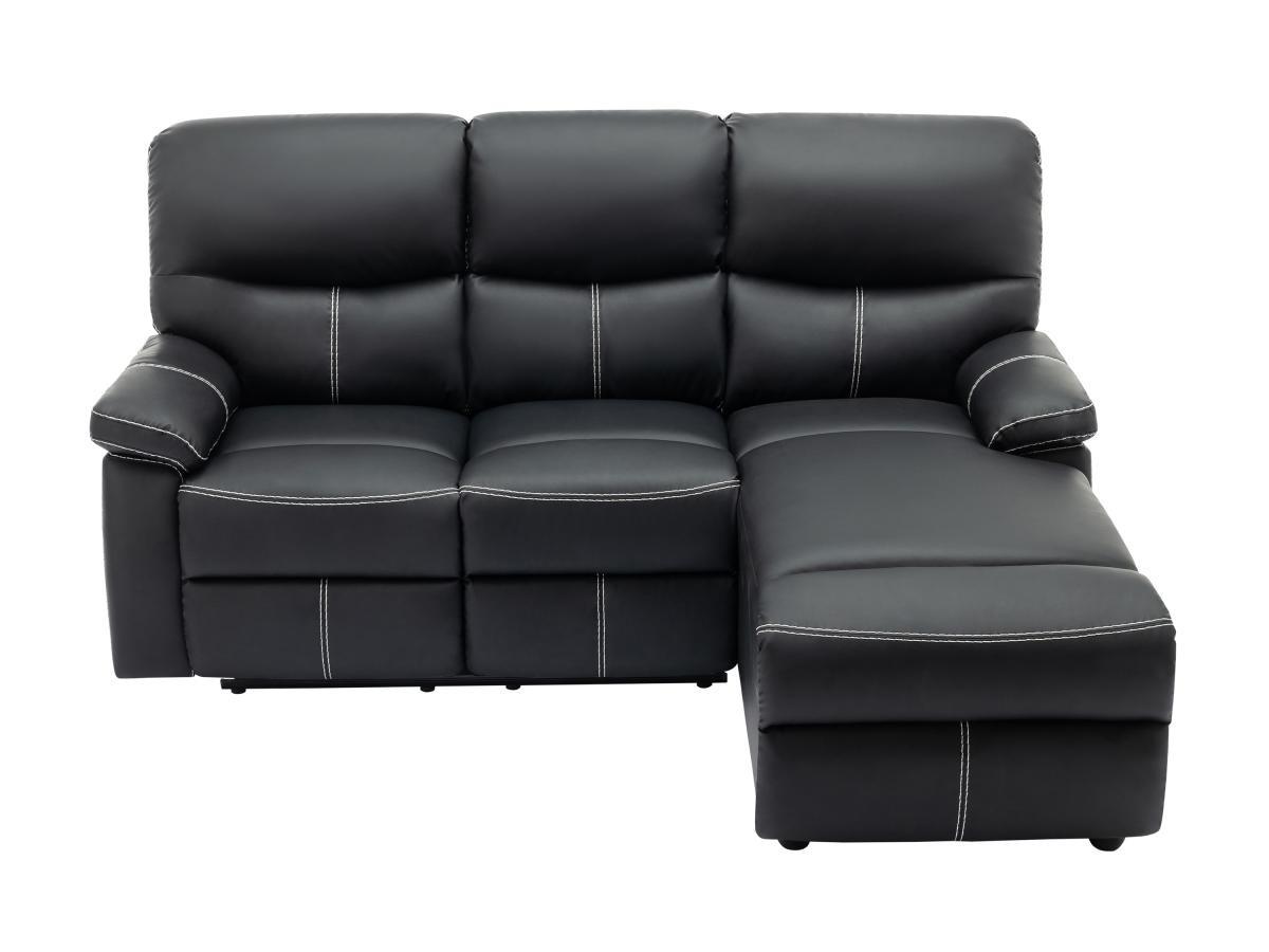 Vente-unique Eckrelaxsofa - Ecke rechts - Kunstleder - Schwarz - CANBY  