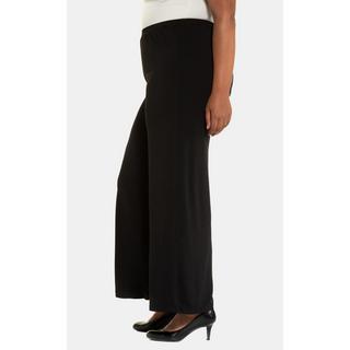 Ulla Popken  Pantalon en jersey à jambe large et taille élastique noir 