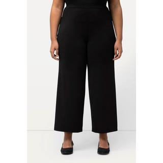 Ulla Popken  Pantalon en jersey à jambe large et taille élastique noir 