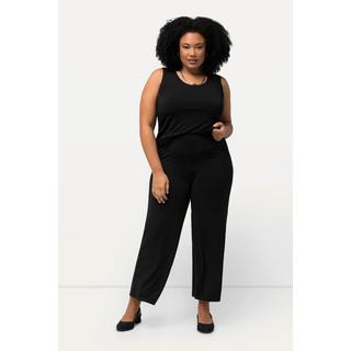 Ulla Popken  Pantalon en jersey à jambe large et taille élastique noir 